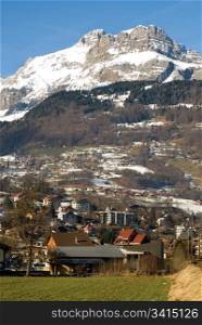 An alpine town between Geneva, Switzerland, and Chamonix, France