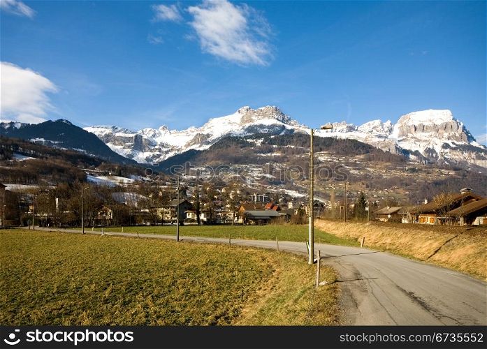 An alpine town between Geneva, Switzerland, and Chamonix, France