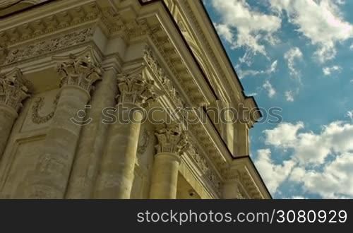An amazing timelapse of a great example of classical 19th century architecture with moving clouds on the background
