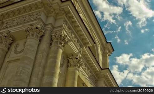 An amazing timelapse of a great example of classical 19th century architecture with moving clouds on the background