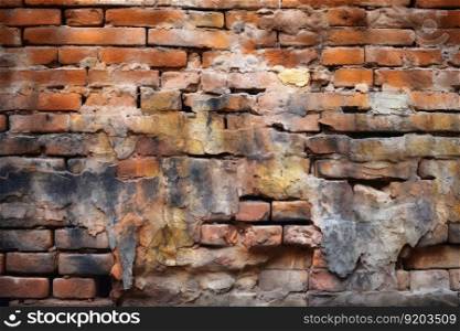 An ancient brick wall background texture created with generative AI technology