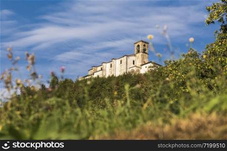 An ancient church on top of a mountain on the island of Monte Isola. Italy