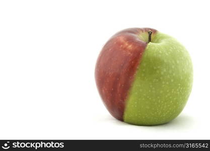 An apple made from half green and half red