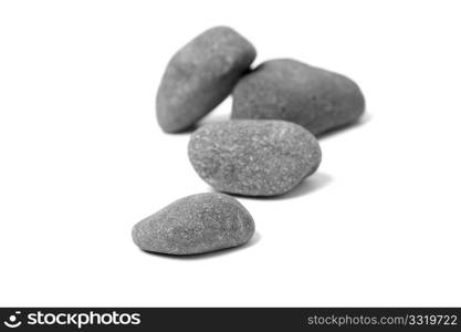 An arrangement of black stones