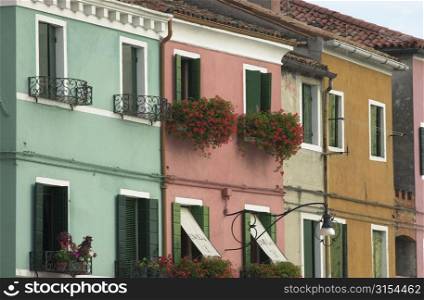 An array of houses in Venice, Burano, Italy