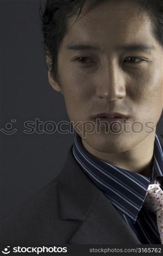 An asian model looks serious