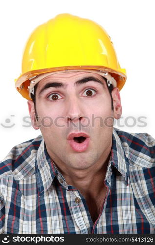 An astonished tradesman