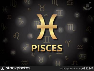 An astrological background illustration representing the zodiac sign of Pisces