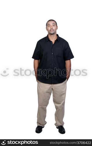 An attractive handsome African American man standing