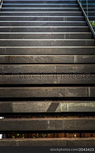 An cement staircase, House staircase in the city. Staircase detail, Space for text, No focus, specifically.