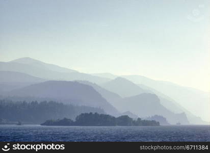 An early morning view of the Washington side of the Columbia River Gorge