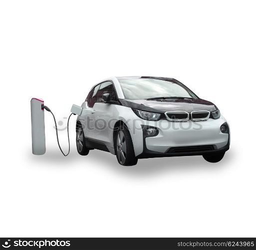 An electric car charging&#xD;