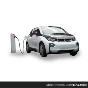 An electric car charging&#xD;