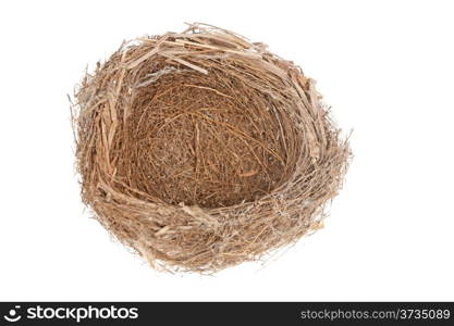 An empty bird nest isolated on white background
