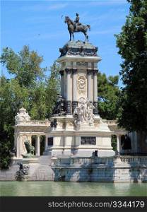 an equestrian statue of King Alfonso XII Retiro Madrid Spain