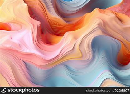 An ethereal and dreamy pastel background illustration with flowing violet and turquoise liquid by generative AI