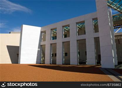 An exterior wall of Parliament House, Canberra, Australia