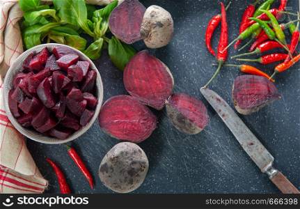 an homemade raw beetroot salad in small bowl