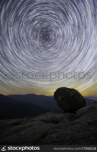 An hours worth of star trails from the summit of Old Rag Mountain looking out across Shenandoah National Park.