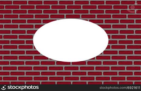 An illustration of a red brick wall . An illustration of a red brick wall with a white circle