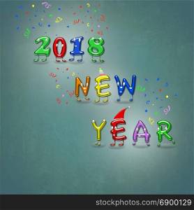 An illustration of happy new year 2018. 3D rendering