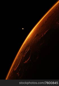 An illustration of the red planet mars