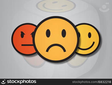 An illustration of three smiley faces