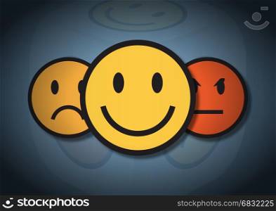 An illustration of three smiley faces