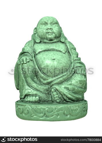 An image of a beautiful green buddha isolated on white