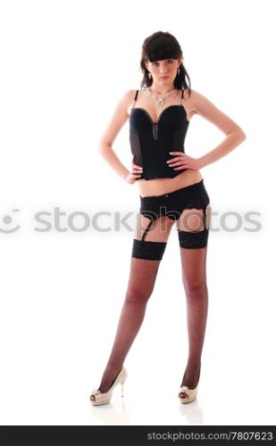 An image of a beautiful seductive girl in black lingerie
