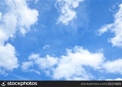 An image of a bright blue sky with some clouds