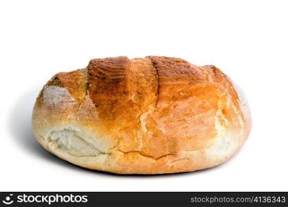 An image of a loaf of fresh bread on white background