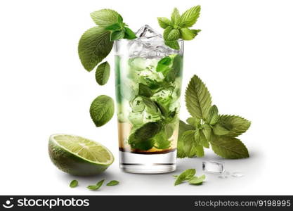An image of a mojito cocktail may be seen in the bar’s background. Generative AI