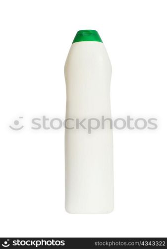 An image of a white bottle with green cap