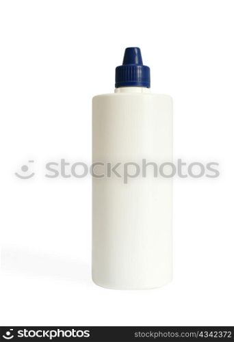 An image of a white little bottle with blue cap