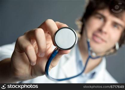 An image of a young doctor with a stethoscope