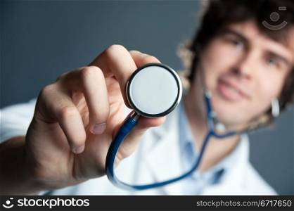 An image of a young doctor with a stethoscope
