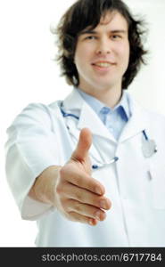 An image of a young friendly doctor with a phonendoscope