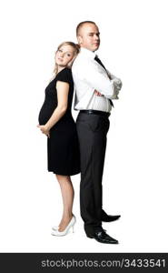 An image of a young pregnant woman and her boss