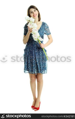 An image of a young pretty woman with flowers