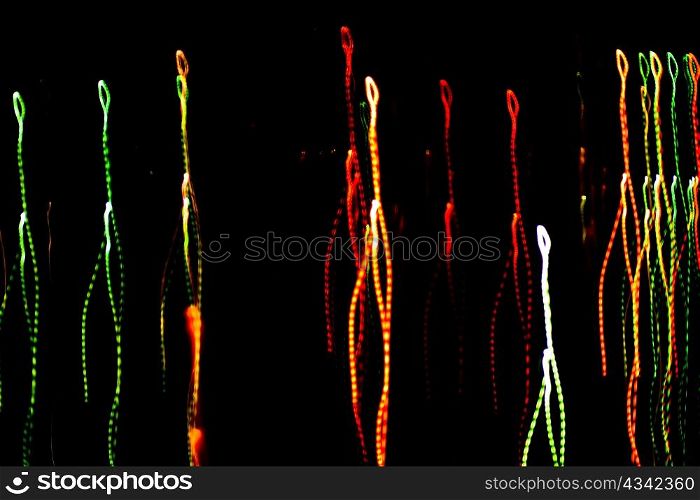 An image of abstract lights on black sky