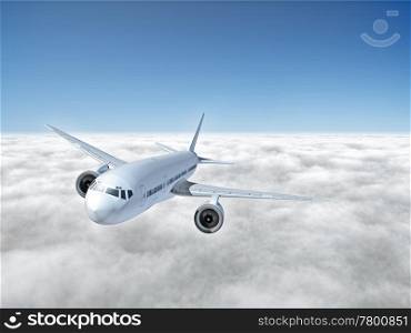 An image of an airplane above the clouds