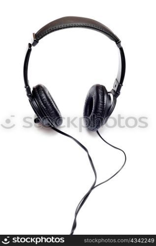 An image of black headphones on white background