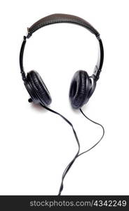 An image of black headphones on white background