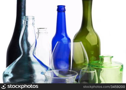 An image of bottles. Isolated on white.