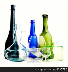 An image of bottles white background