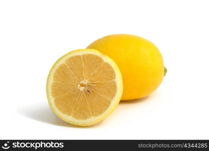 An image of fresh yellow lemons on white background