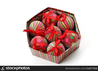 An image of new year balls in a box