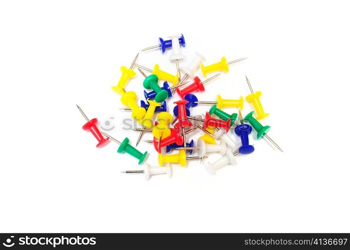 An image of pins on white background