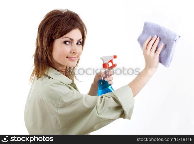 An image of smiling girl with towel in her hand